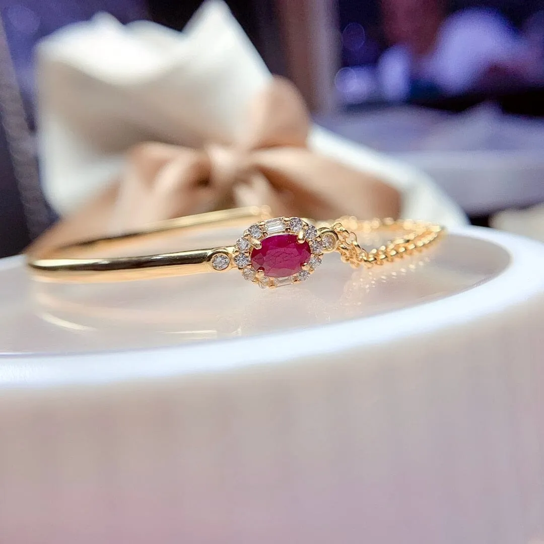 Vintage Natural Burmese Ruby Cuff Bracelet