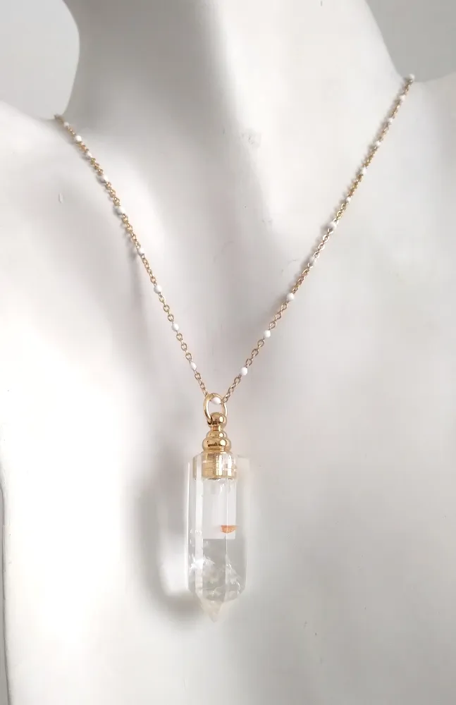 White Quartz Stalactite Essential Oil Bottle Pendant