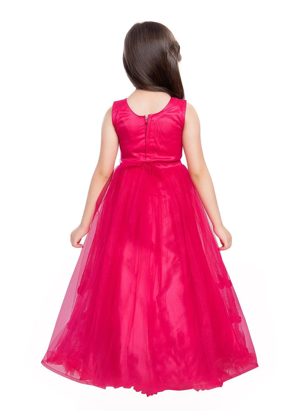 Wine Coloured Net Gown For Girls