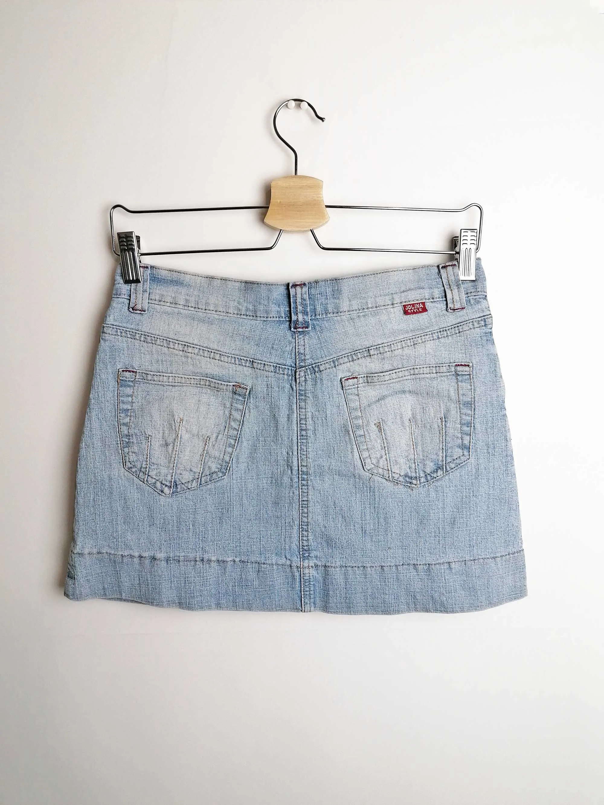 Y2K Denim mini-skirt lightwash faded blue - size S