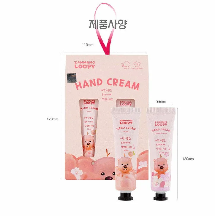 Zanmang Loopy Character Hand Creams Cute Small Gifts 30ml 2 pieces SET Peach Cherry Blossom Scent